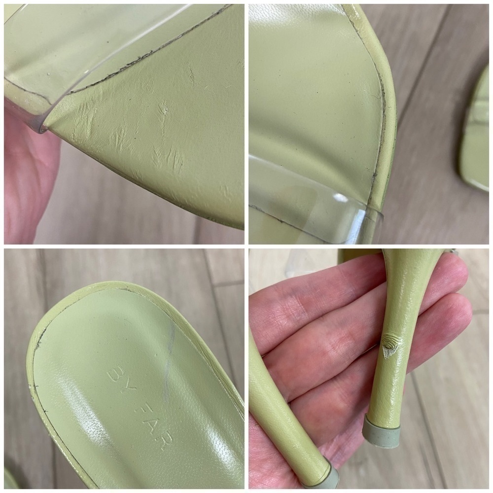 By Far Clara Olive Gloss Leather Mule Sandal - Picture 12 of 16